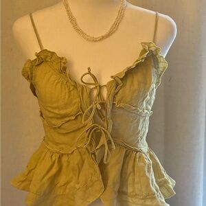 Butter yellow ruffle tie up too